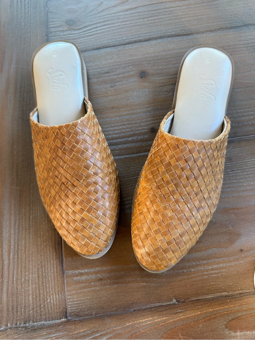 Sseko Woven Slip-On Mules in Warm Tan